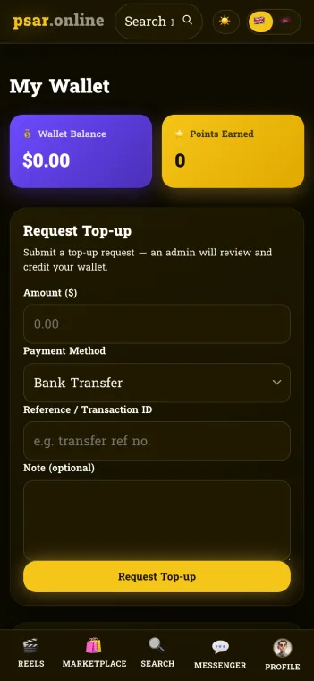 Wallet and top-up